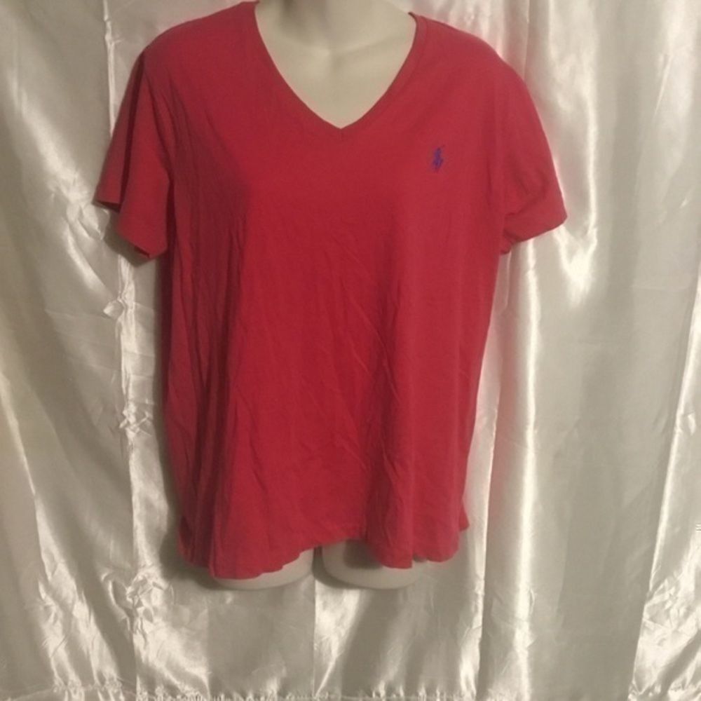 Ralph Lauren Sport Hot Pink Short Sleeve V-Neck Shirt XL